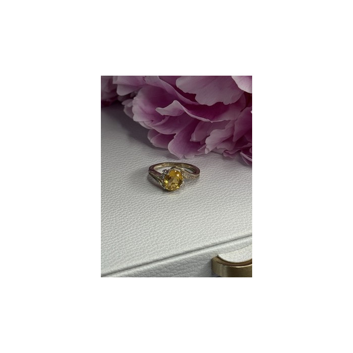 925 Sterling Silver Citrine & Beryl Ring Size 7