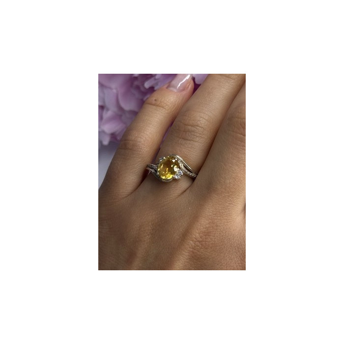 925 Sterling Silver Citrine & Beryl Ring Size 7