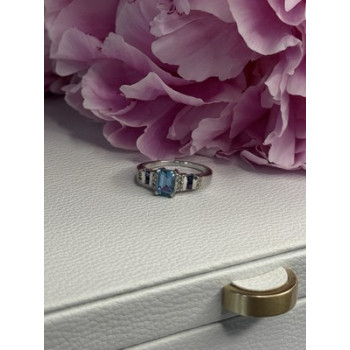 925 Sterling Silver Topaz Sapphire Beryl Ring Size 8