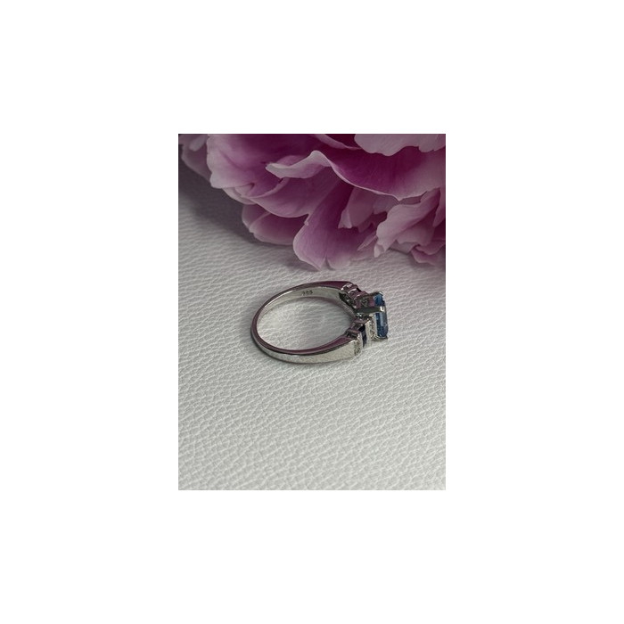 925 Sterling Silver Topaz Sapphire Beryl Ring Size 8
