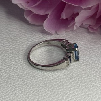 925 Sterling Silver Topaz Sapphire Beryl Ring Size 8
