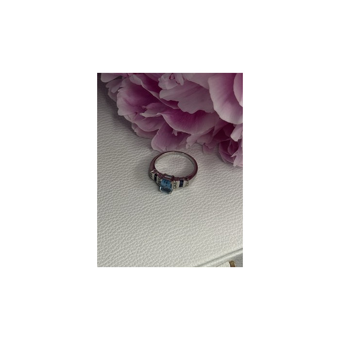 925 Sterling Silver Topaz Sapphire Beryl Ring Size 8