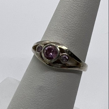 925 Sterling Silver Pink CZ Ring Size 6