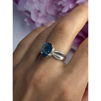 925 Sterling Silver Aquamarine Ring Size 7