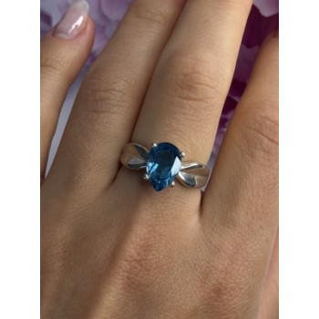 925 Sterling Silver Aquamarine Ring Size 7
