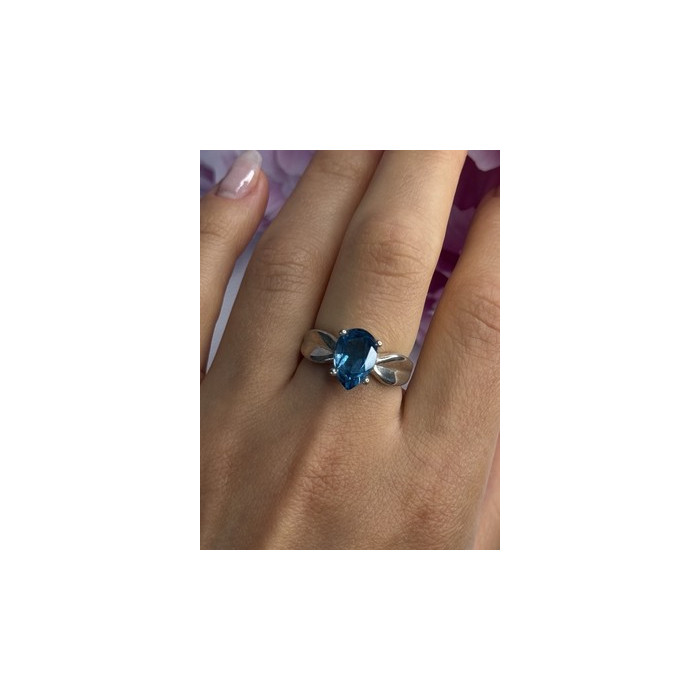 925 Sterling Silver Aquamarine Ring Size 7
