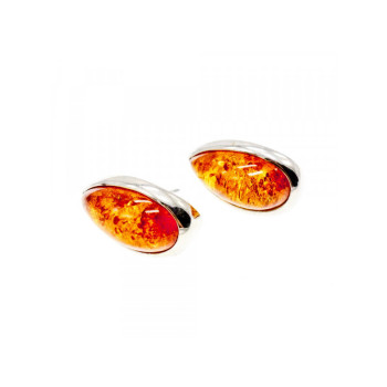 925 Sterling Silver Amber Stud Earrings