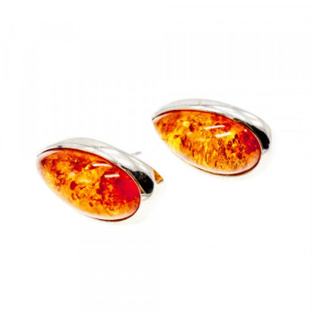 925 Sterling Silver Amber Stud Earrings