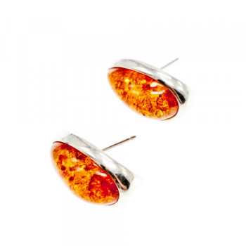 925 Sterling Silver Amber Stud Earrings