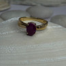 Elegant 10K Yellow Gold Ruby Ring Size 7