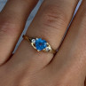 10K Yellow Gold Blue Topaz Heart & Diamonds Ring Size 7