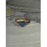 10K Yellow Gold Blue Topaz Heart & Diamonds Ring Size 7
