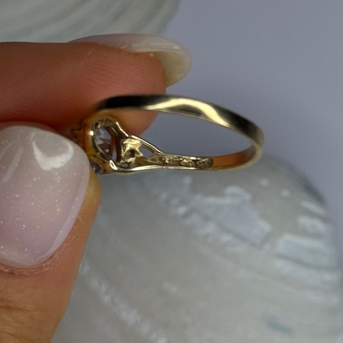 10K Yellow Gold Blue Topaz Heart & Diamonds Ring Size 7