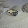 10K Yellow Gold Blue Topaz Heart & Diamonds Ring Size 7