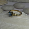 10K Yellow Gold Blue Topaz Heart & Diamonds Ring Size 7