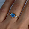 10K Yellow Gold Blue Topaz Heart & Diamonds Ring Size 7