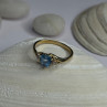 10K Yellow Gold Blue Topaz Heart & Diamonds Ring Size 7