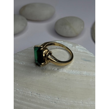 10K Yellow Gold Emerald Ring Size 4