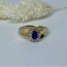 10K Yellow Gold Sapphire & Diamonds Ring Size 6.5