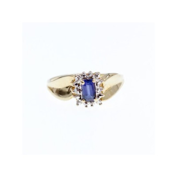 10K YELLOW GOLD SAPPHIRE & DIAMONDS RING SIZE 6.5