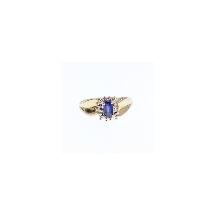 10K YELLOW GOLD SAPPHIRE & DIAMONDS RING SIZE 6.5