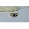10K YELLOW GOLD SAPPHIRE & DIAMONDS RING SIZE 6.5
