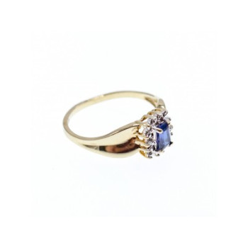 10K YELLOW GOLD SAPPHIRE & DIAMONDS RING SIZE 6.5