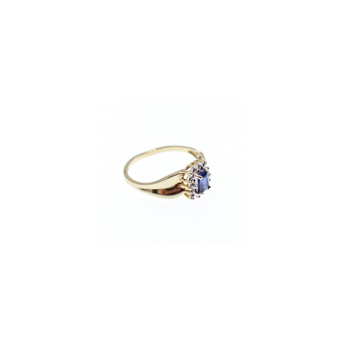 10K YELLOW GOLD SAPPHIRE & DIAMONDS RING SIZE 6.5