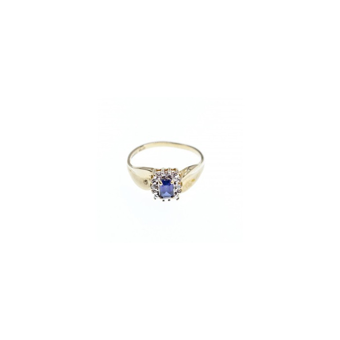 10K YELLOW GOLD SAPPHIRE & DIAMONDS RING SIZE 6.5