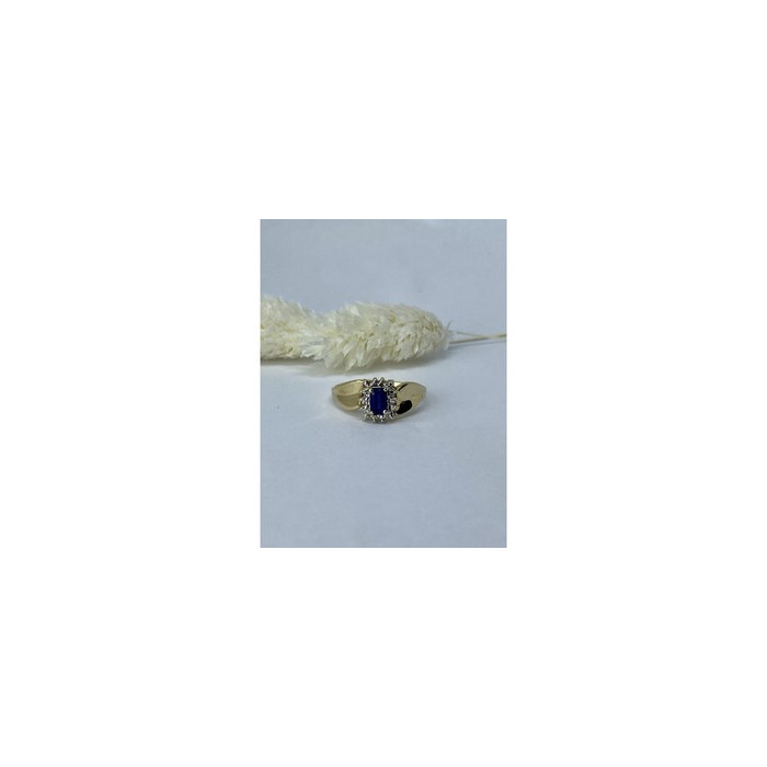 10K YELLOW GOLD SAPPHIRE & DIAMONDS RING SIZE 6.5