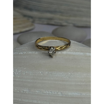 14K P HKS Yellow Gold Diamond 0.10 Carat Ring Size 6