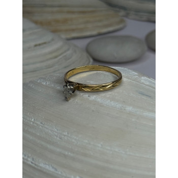 14K P HKS Yellow Gold Diamond 0.10 Carat Ring Size 6