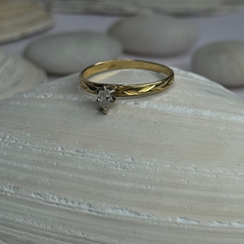 14K P HKS Yellow Gold Diamond 0.10 Carat Ring Size 6