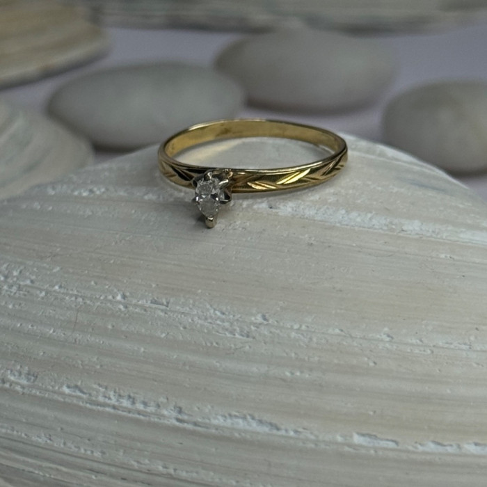 14K P HKS Yellow Gold Diamond 0.10 Carat Ring Size 6