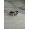 14K Yellow Gold Aquamarine & Diamonds Ring Size 5