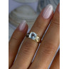 14K Yellow Gold Aquamarine & Diamonds Ring Size 5