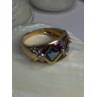 14K Yellow Gold Topaz & Amethyst & Diamond Ring Size 6