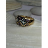 14K Yellow Gold Topaz & Amethyst & Diamond Ring Size 6