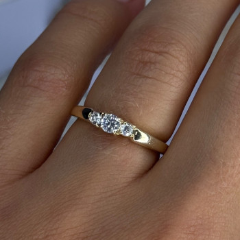 14K Yellow Gold Diamond 0.36 Carat Total Weight Ring Size 7