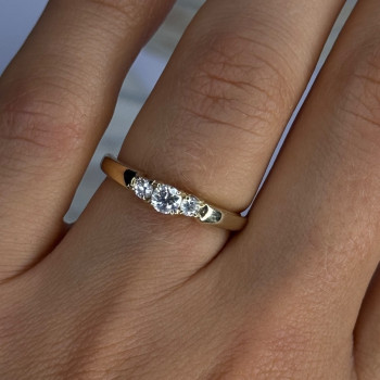 14K Yellow Gold Diamond 0.36 Carat Total Weight Ring Size 7