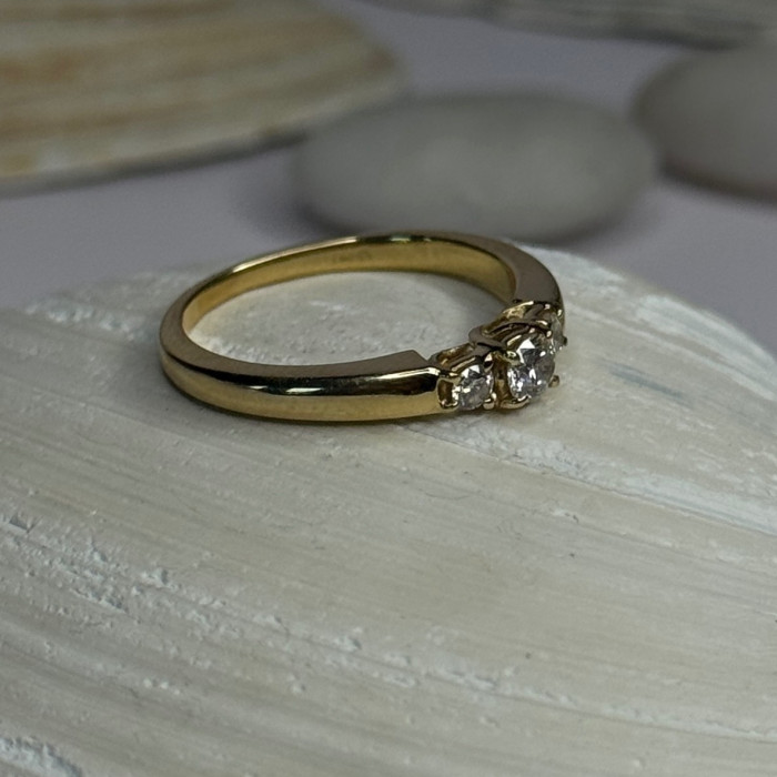 14K Yellow Gold Diamond 0.36 Carat Total Weight Ring Size 7