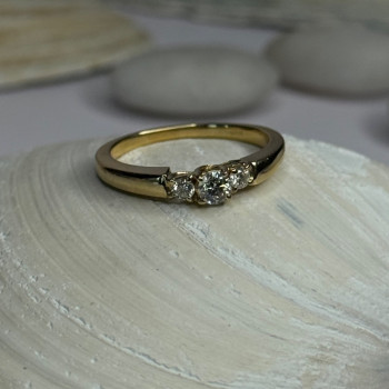 14K Yellow Gold Diamond 0.36 Carat Total Weight Ring Size 7