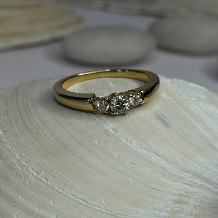 14K Yellow Gold Diamond 0.36 Carat Total Weight Ring Size 7