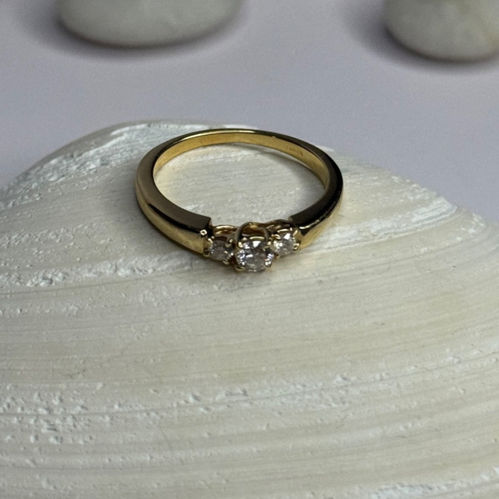 14K Yellow Gold Diamond 0.36 Carat Total Weight Ring Size 7