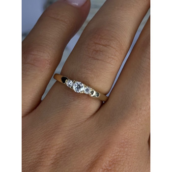 14K Yellow Gold Diamond 0.36 Carat Total Weight Ring Size 7