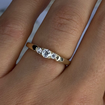 14K Yellow Gold Diamond 0.36 Carat Total Weight Ring Size 7