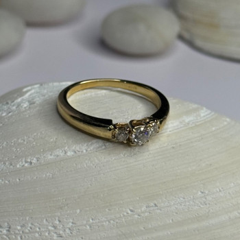 14K Yellow Gold Diamond 0.36 Carat Total Weight Ring Size 7