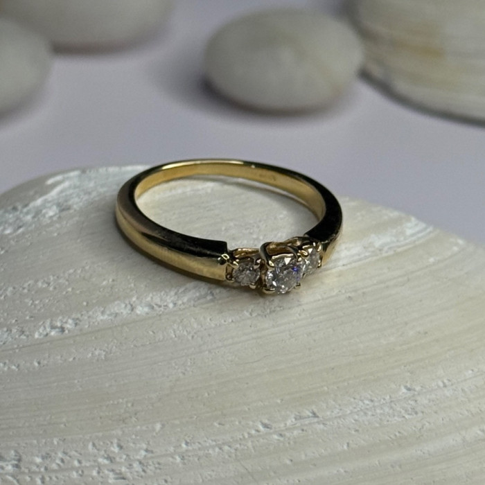 14K Yellow Gold Diamond 0.36 Carat Total Weight Ring Size 7