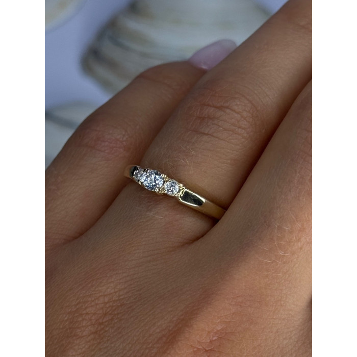 14K Yellow Gold Diamond 0.36 Carat Total Weight Ring Size 7