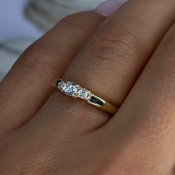 14K Yellow Gold Diamond 0.36 Carat Total Weight Ring Size 7